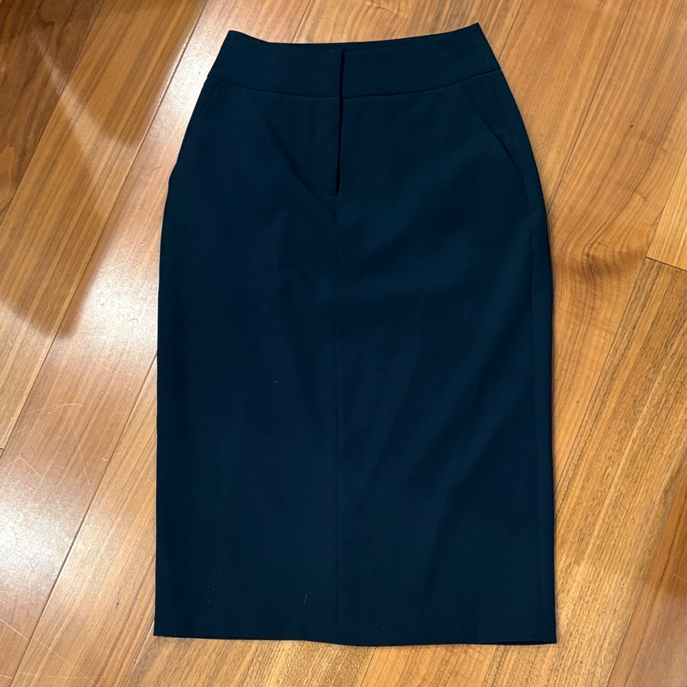 ASOS Classic Mid Length Navy Pencil Skirt with Pockets Office Business Size 4